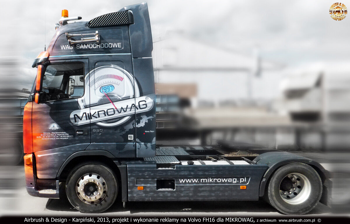 Mikrowag - projekt i reklama na samochodzie Volvo FH16 2013 r.