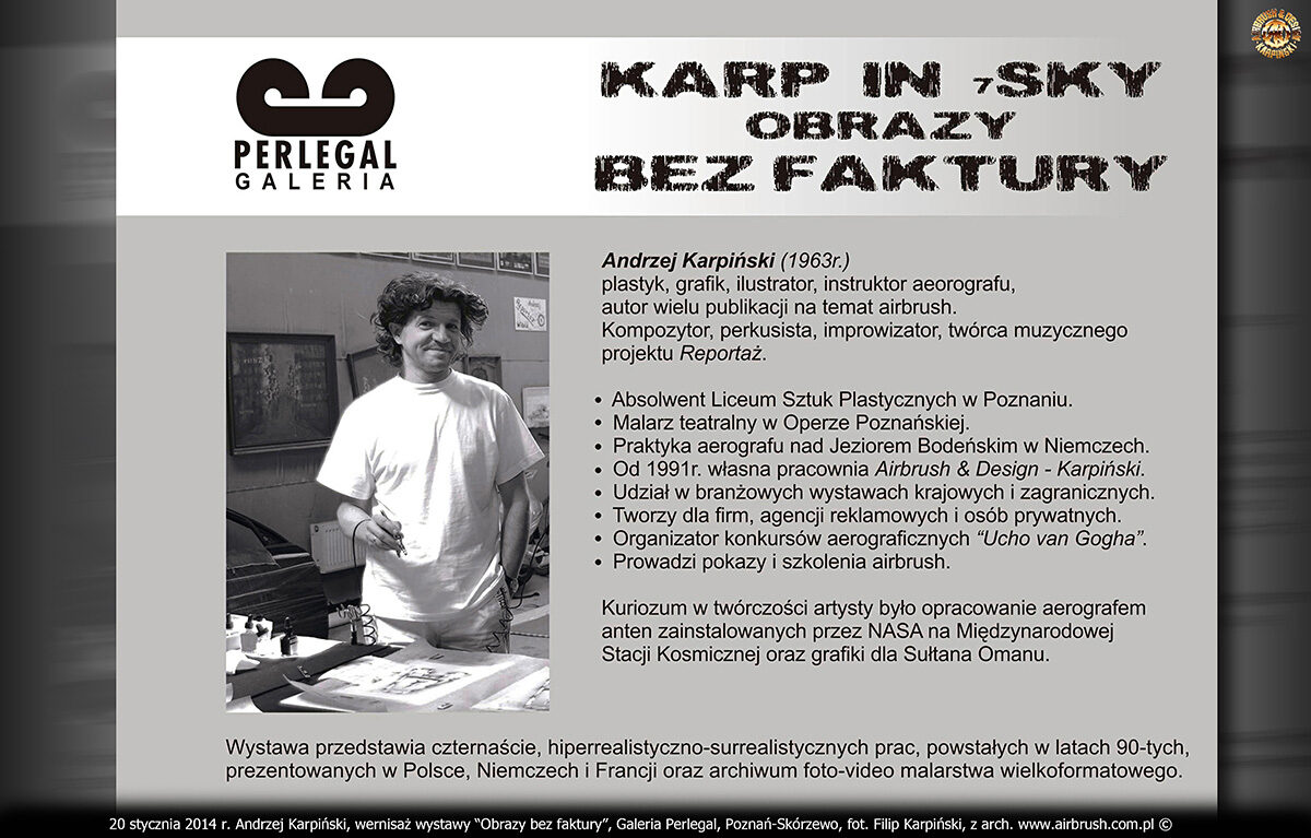 20 stycznia 2014 r. Andrzej Karpiński, wernisaż wystawy “Obrazy bez faktury”, Galeria Perlegal, Poznań-Skórzewo