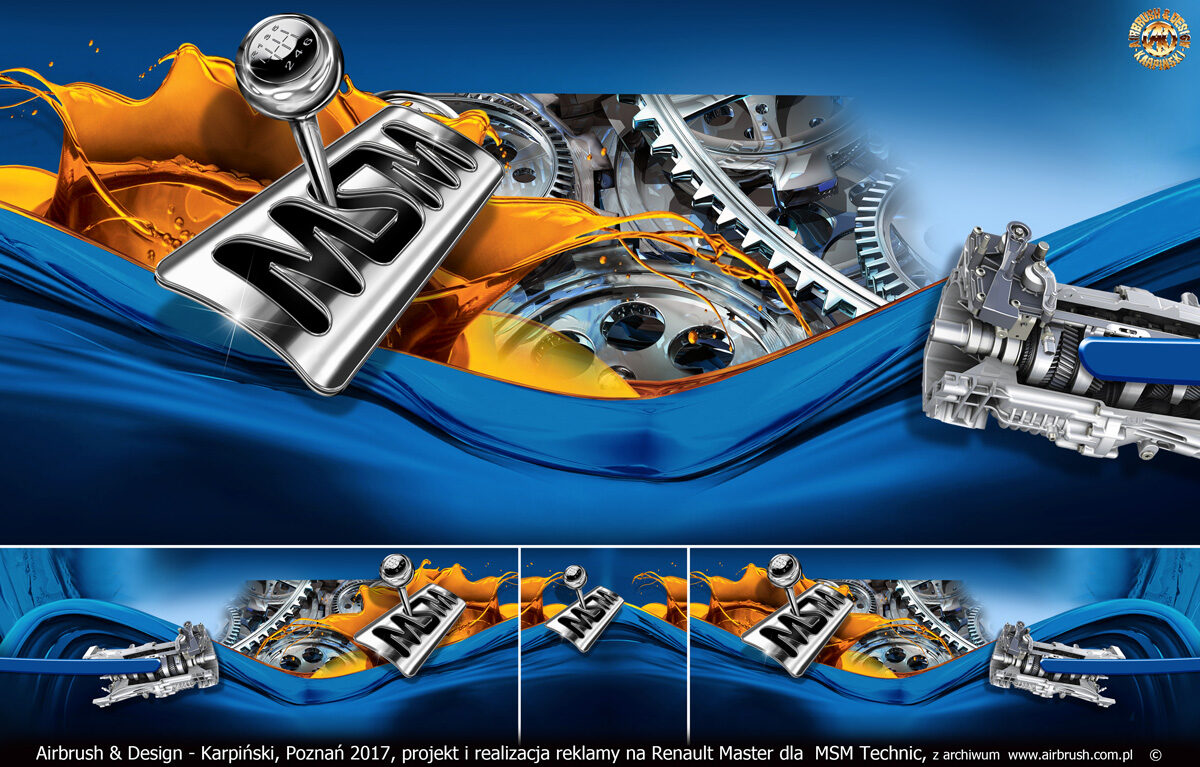 MSM Technic projekt główny reklamy na samochodzie Renault Master.