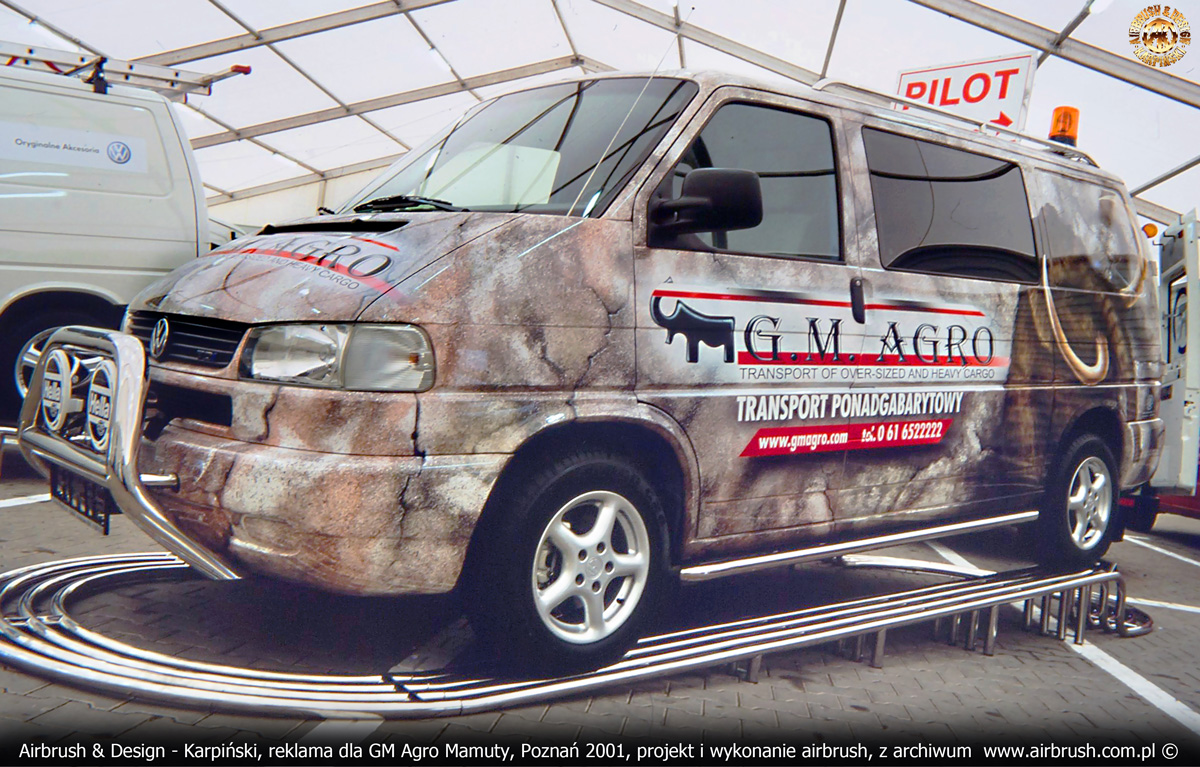 Reklama na samochodzie na VW Transporter T4 dla GM Agro Mamuty.