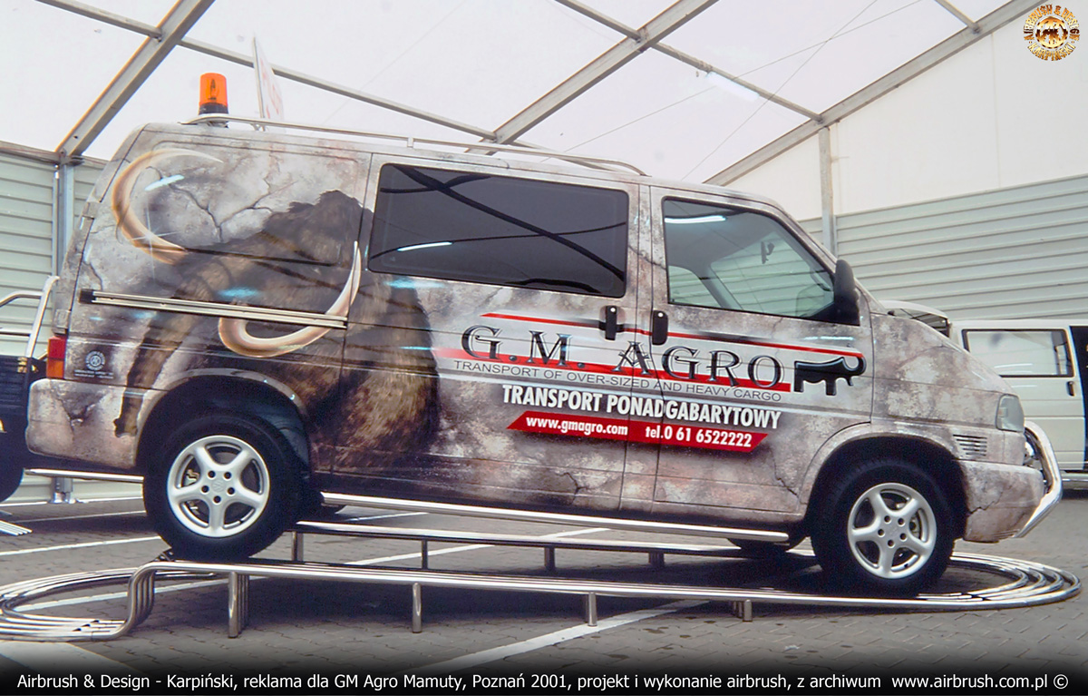 Grafika reklamowa na VW Transporter T4 dla GM Agro Mamuty.