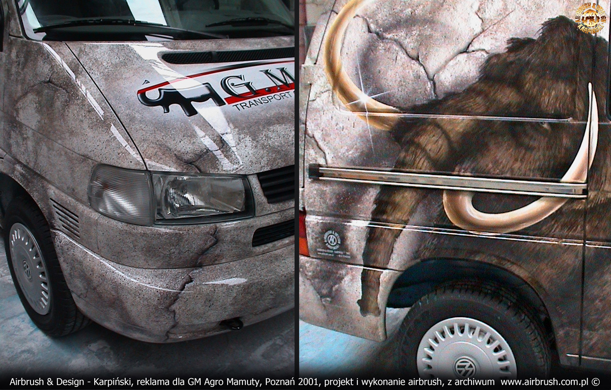 Grafika reklamowa na VW Transporter T4 dla GM Agro Mamuty.