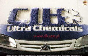 Reklama na samochodzie w technice airbrush dla CIH Ultra Chemicals.