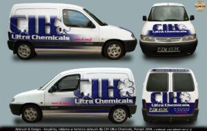 Projekt reklamy samochodowej dla CIH Ultra Chemicals.