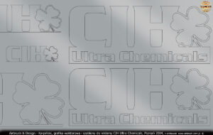 Grafika wektorowa i szablony do wykonania reklamy w technice airbrush dla CIH Ultra Chemicals.