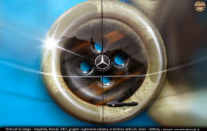 Reklama guzików Bottoni na samochodzie Mercedes Sprinter.