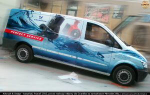 Grundfos, proces realizacji reklamy na samochodzie Mercedes Vito 2012 r.