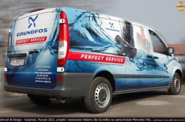 Grundfos, projekt i realizacja reklamy na samochodzie Mercedes Vito 2012 r.