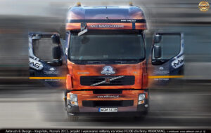 Mikrowag - projekt i reklama na samochodzie Volvo FE300 2013 r.