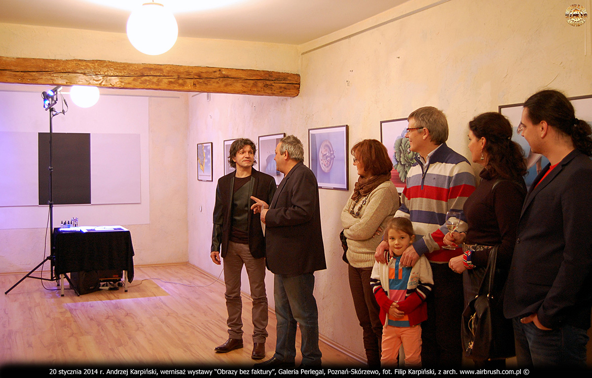 20 stycznia 2014 r. Andrzej Karpiński, wernisaż wystawy “Obrazy bez faktury”, Galeria Perlegal, Poznań-Skórzewo, fot. Filip Karpiński
