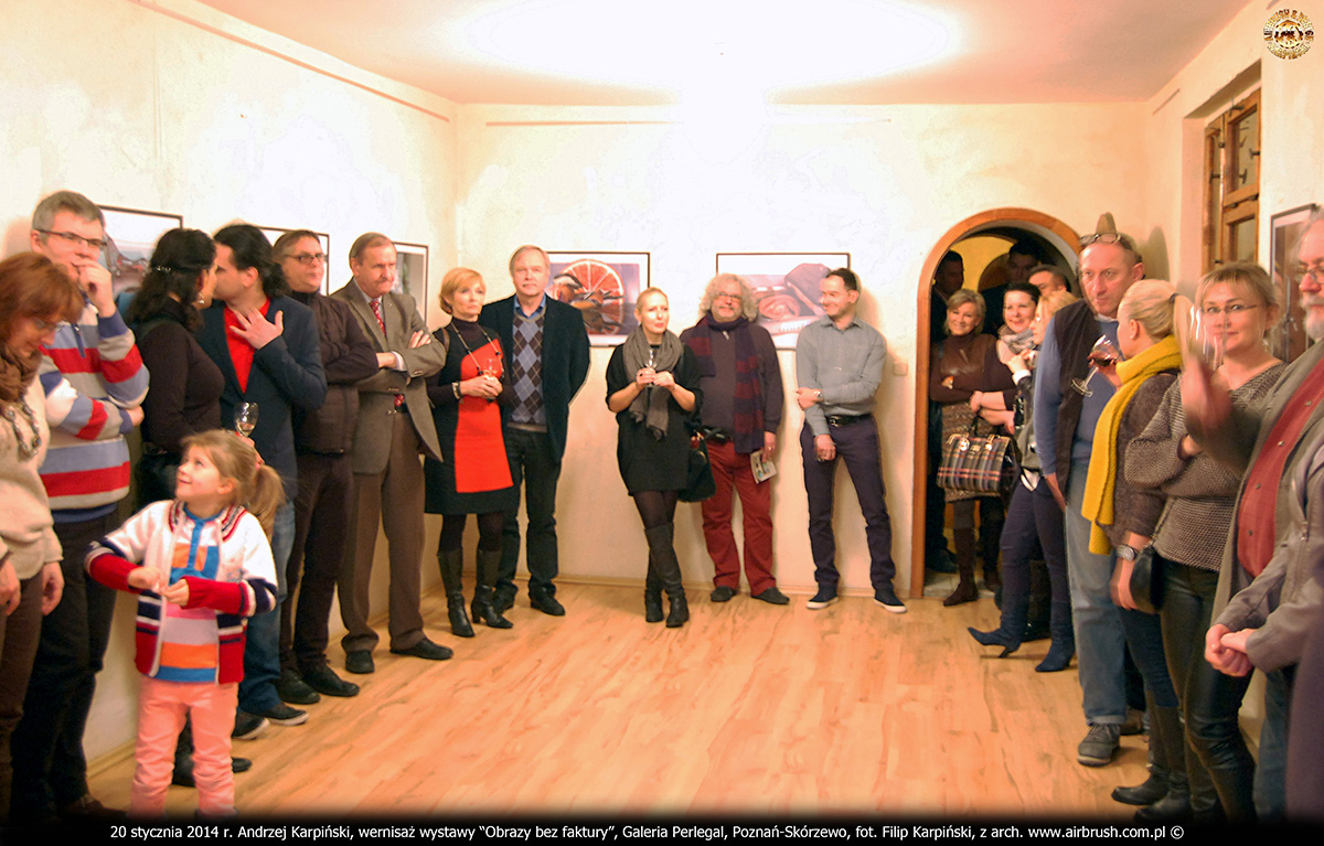 20 stycznia 2014 r. Andrzej Karpiński, wernisaż wystawy “Obrazy bez faktury”, Galeria Perlegal, Poznań-Skórzewo, fot. Filip Karpiński