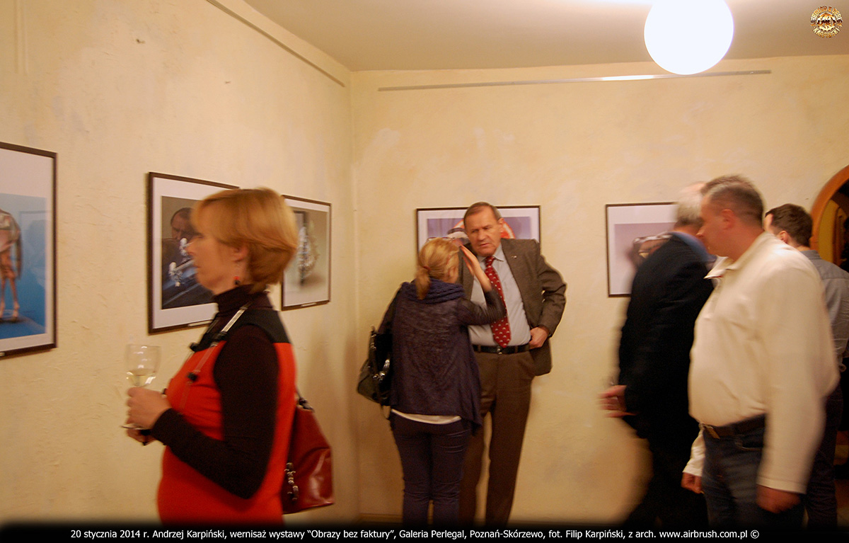 20 stycznia 2014 r. Andrzej Karpiński, wernisaż wystawy “Obrazy bez faktury”, Galeria Perlegal, Poznań-Skórzewo, fot. Filip Karpiński