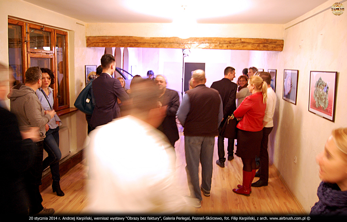 20 stycznia 2014 r. Andrzej Karpiński, wernisaż wystawy “Obrazy bez faktury”, Galeria Perlegal, Poznań-Skórzewo, fot. Filip Karpiński