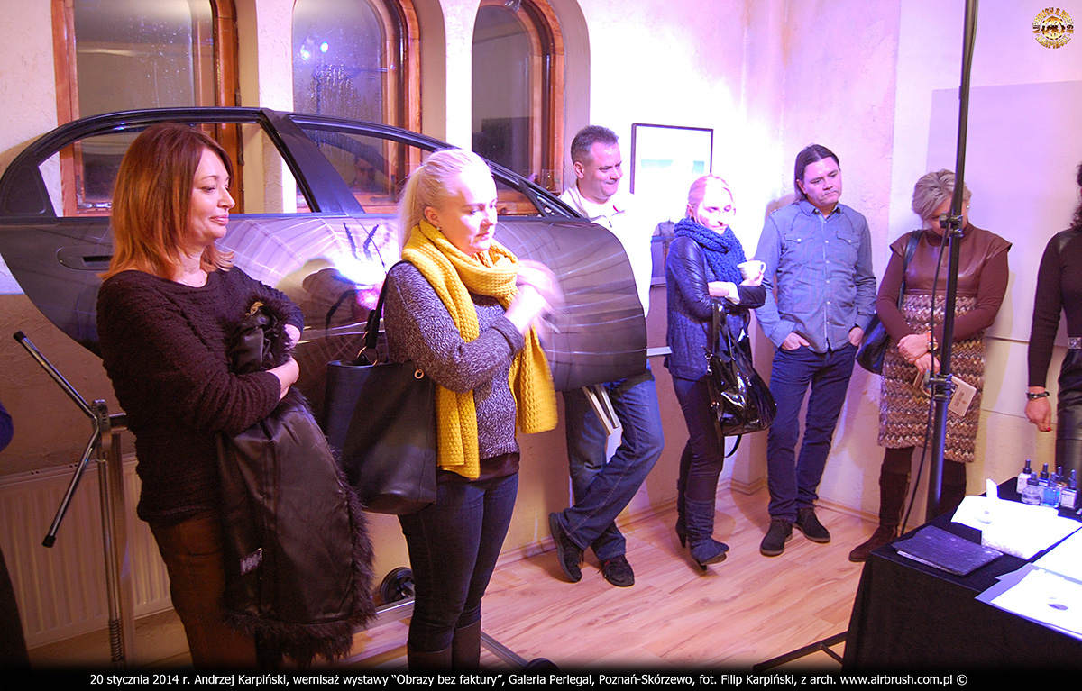 20 stycznia 2014 r. Andrzej Karpiński, wernisaż wystawy “Obrazy bez faktury”, Galeria Perlegal, Poznań-Skórzewo, fot. Filip Karpiński