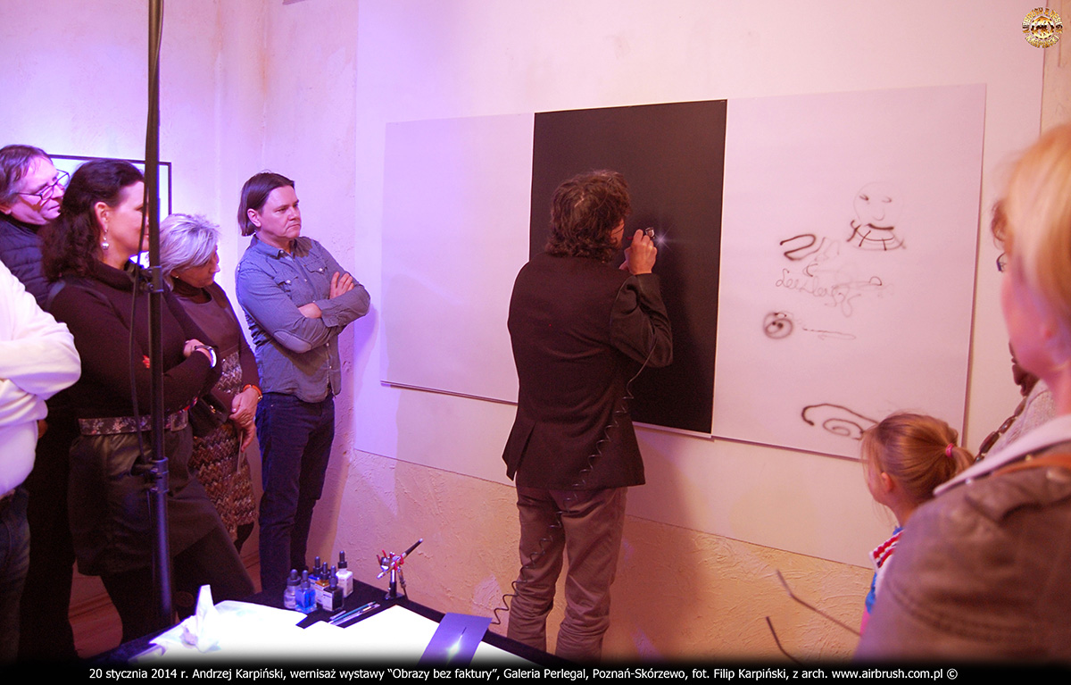 20 stycznia 2014 r. Andrzej Karpiński, wernisaż wystawy “Obrazy bez faktury”, Galeria Perlegal, Poznań-Skórzewo, fot. Filip Karpiński