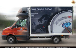 Mikrowag - projekt i wykonanie reklamy na samochodzie skrzyniowym VW Crafter 2014 r.