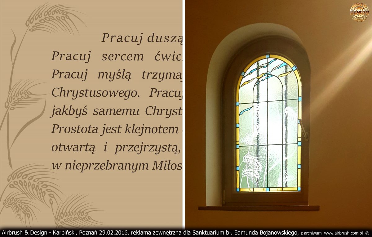 projekty graficzne dla Sanktuarium bł. Edmunda Bojanowskiego w Luboniu