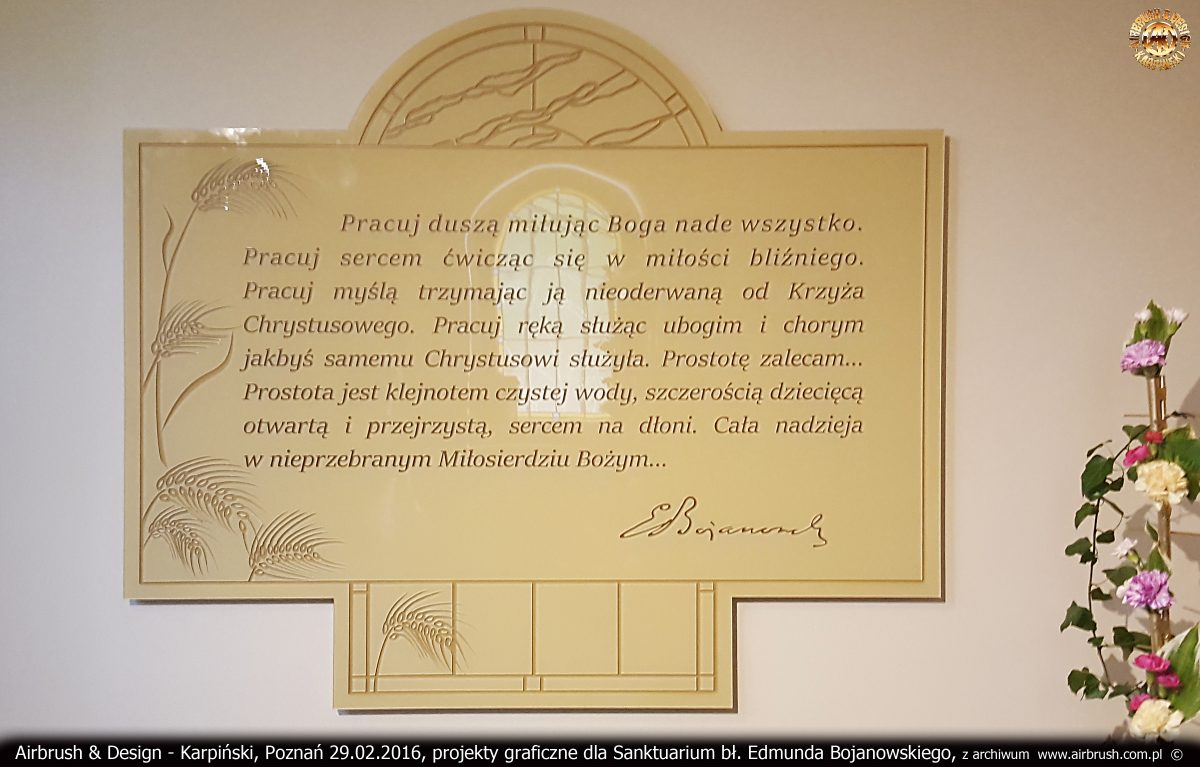 projekty graficzne dla Sanktuarium bł. Edmunda Bojanowskiego w Luboniu