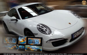 Projekt reklamy na samochodzie Porsche 911.