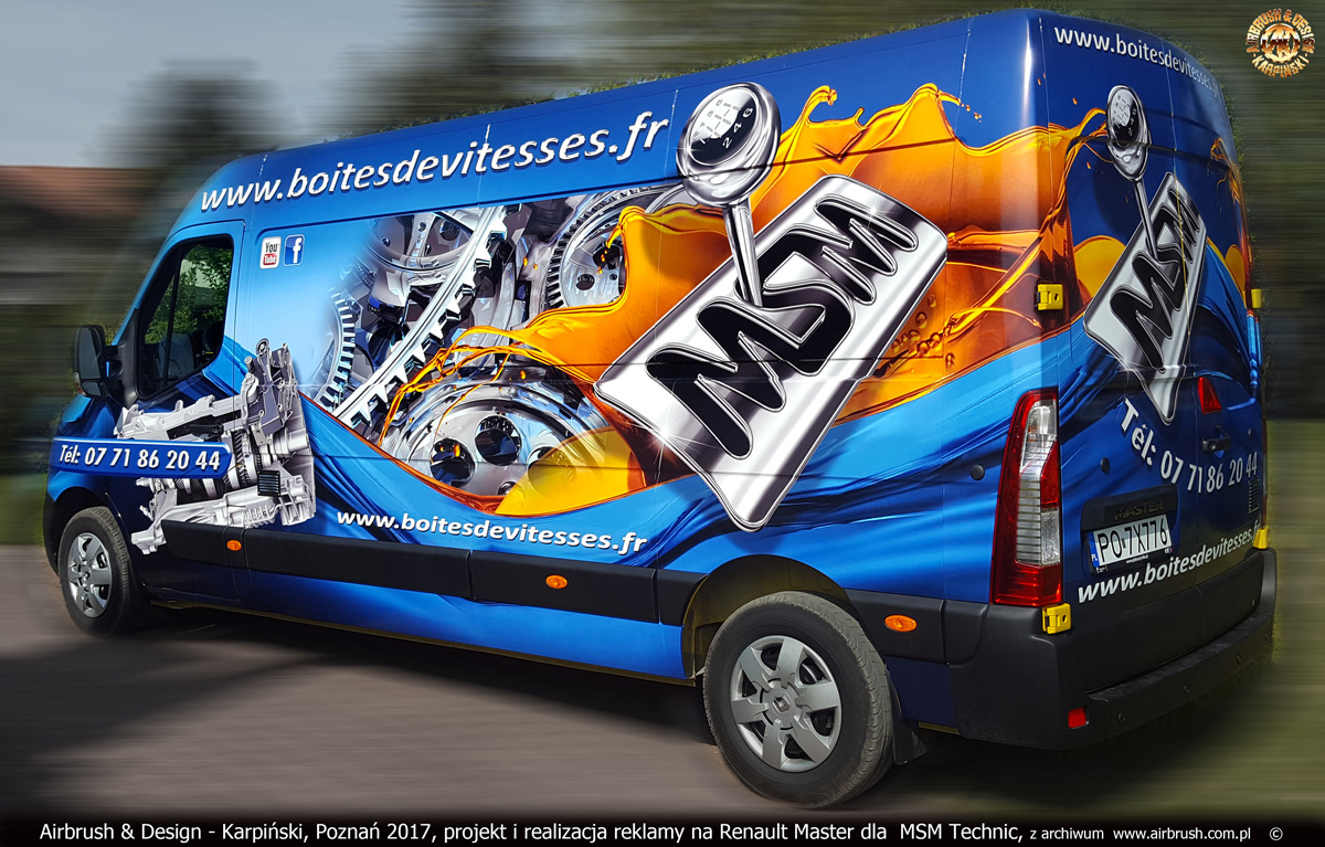 MSM Technic projekt i realizacja reklamy na samochodzie Renault Master.