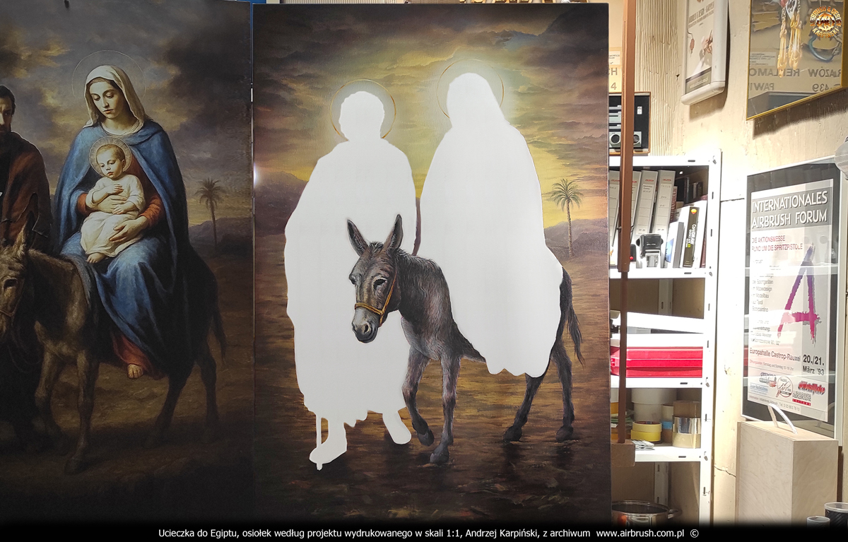 2025-08-07-Andrzej-Karpinski-obraz-Ucieczka-do-Egiptu-Swieta-Rodzina-82-122-15-proces-malowania-osiolka