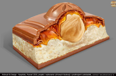 Ilustracja cyfrowa przekroju czekoladki - digital art 2019 r.