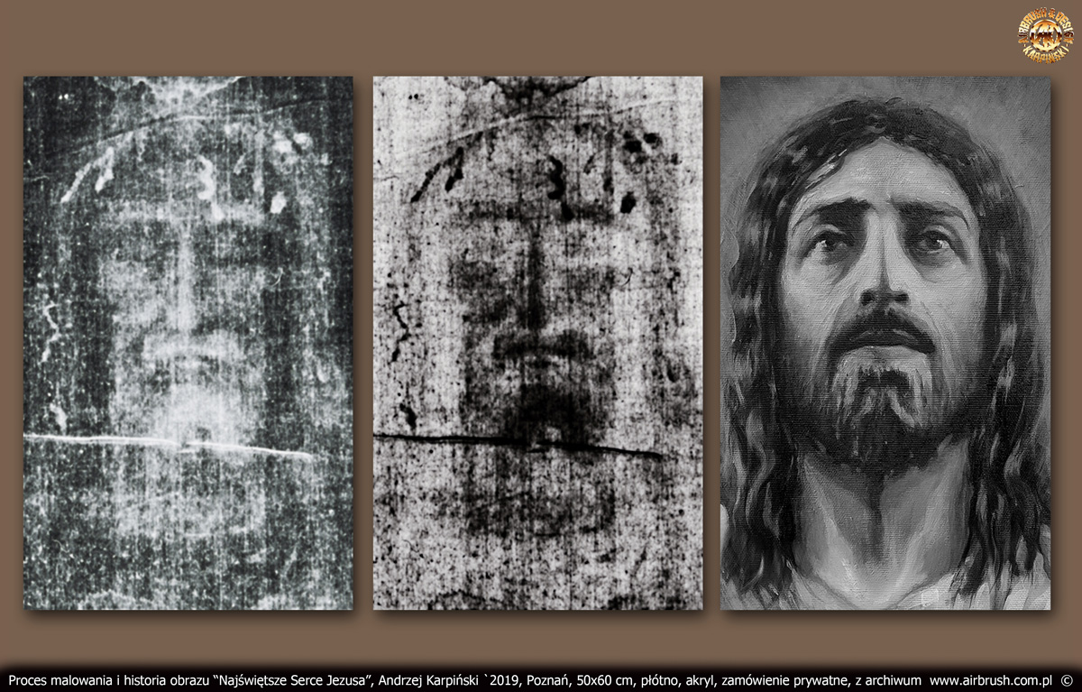 Dodatkową pomocą jest "fotografia" Pana Jesusa na całunie.
