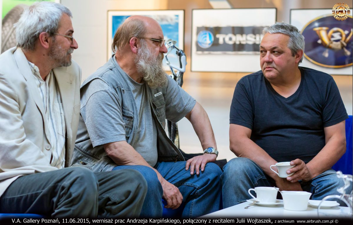 Ryszard Kulka, Grobelny, Tomasz Akusz Szukała, V.A. Gallery Poznań, 11.06.2015, wernisaż prac Andrzeja Karpińskiego