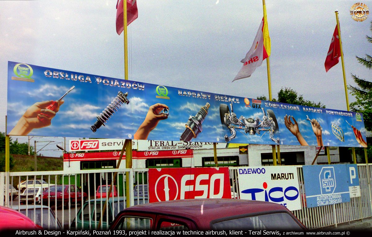 Airbrush & Design - Karpiński, Poznań 1993, projekt i realizacja reklamy w technice airbrush, klient - Teral Serwis, Poznań ul. Górecka