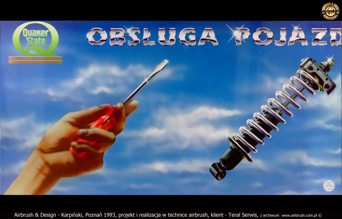 Airbrush & Design - Karpiński, Poznań 1993, projekt i realizacja reklamy w technice airbrush, klient - Teral Serwis, Poznań ul. Górecka