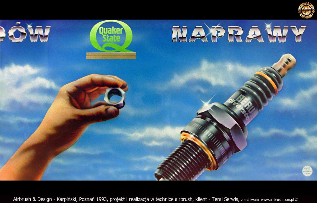 Airbrush & Design - Karpiński, Poznań 1993, projekt i realizacja reklamy w technice airbrush, klient - Teral Serwis, Poznań ul. Górecka