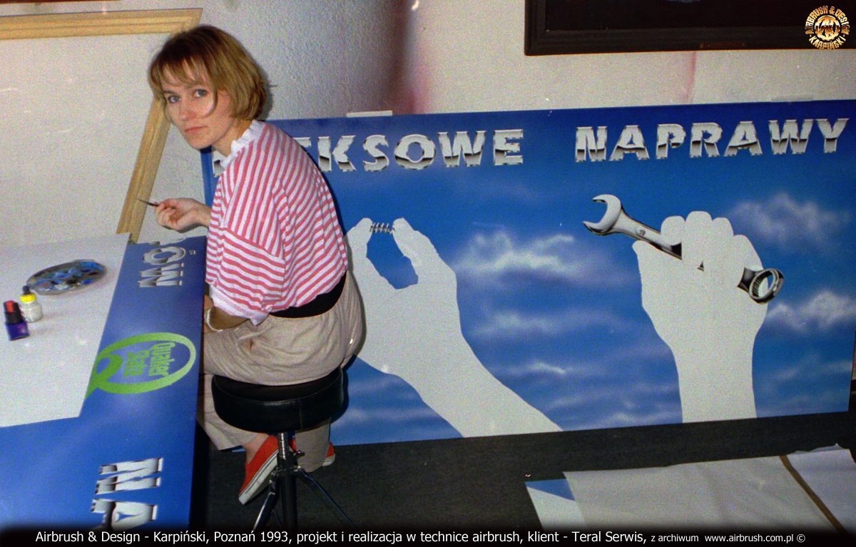 Marzena Karpińska, Poznań 1993, projekt i realizacja reklamy w technice airbrush, klient - Teral Serwis