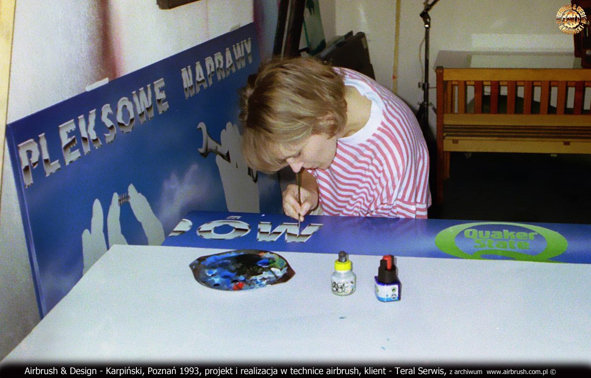 Marzena Karpińska, Poznań 1993, projekt i realizacja reklamy w technice airbrush, klient - Teral Serwis