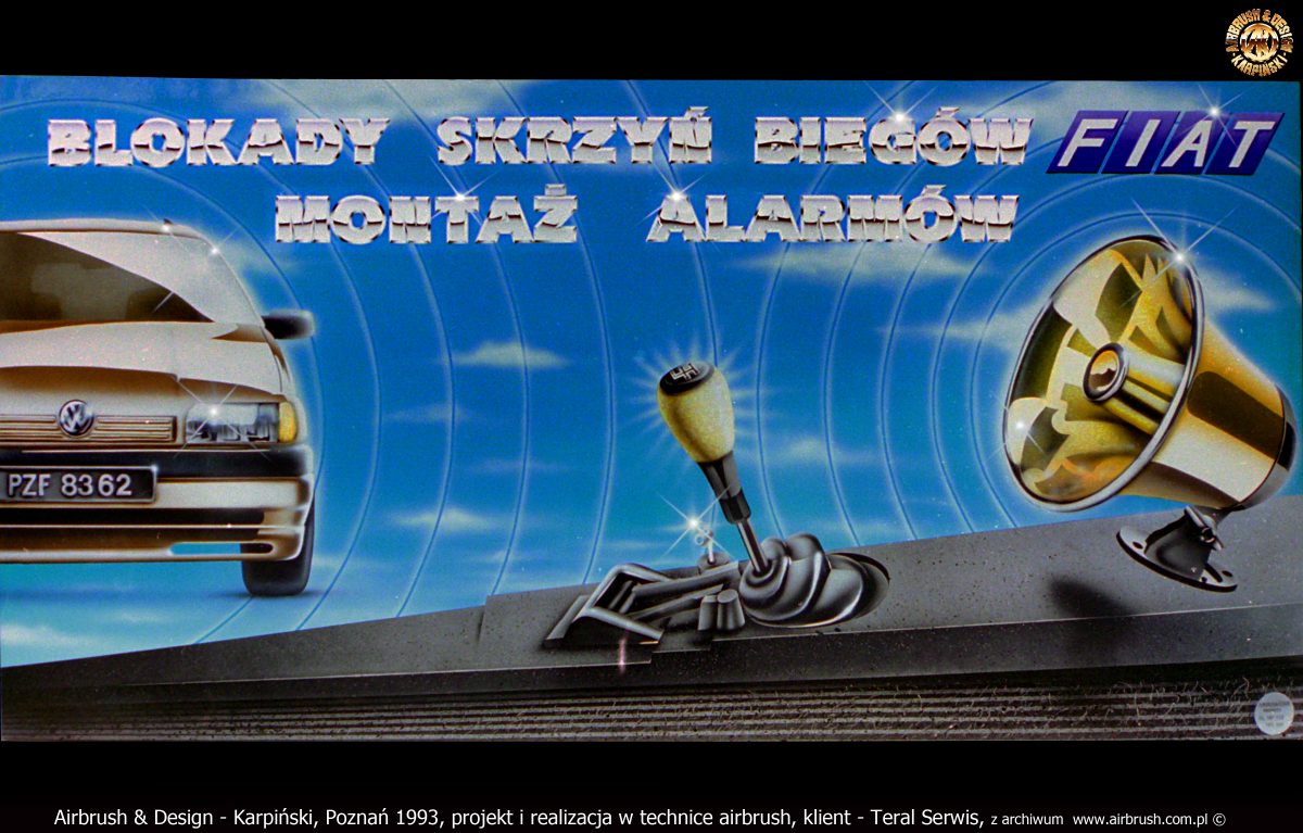 Airbrush & Design - Karpiński, Poznań 1993, projekt i realizacja w technice airbrush, klient - Teral Serwis, z archiwum  www.airbrush.com.pl ©