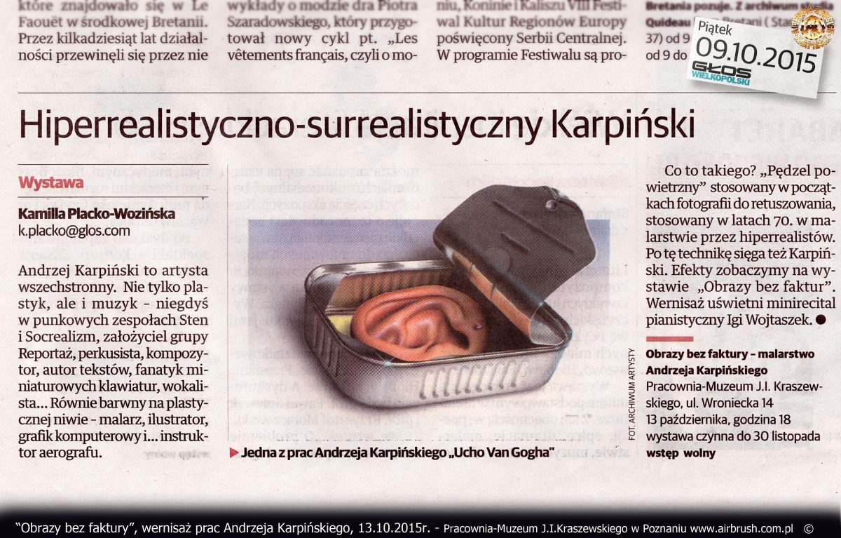 Obrazy bez faktury, wernisaż, Głos Wielkopolski 2015