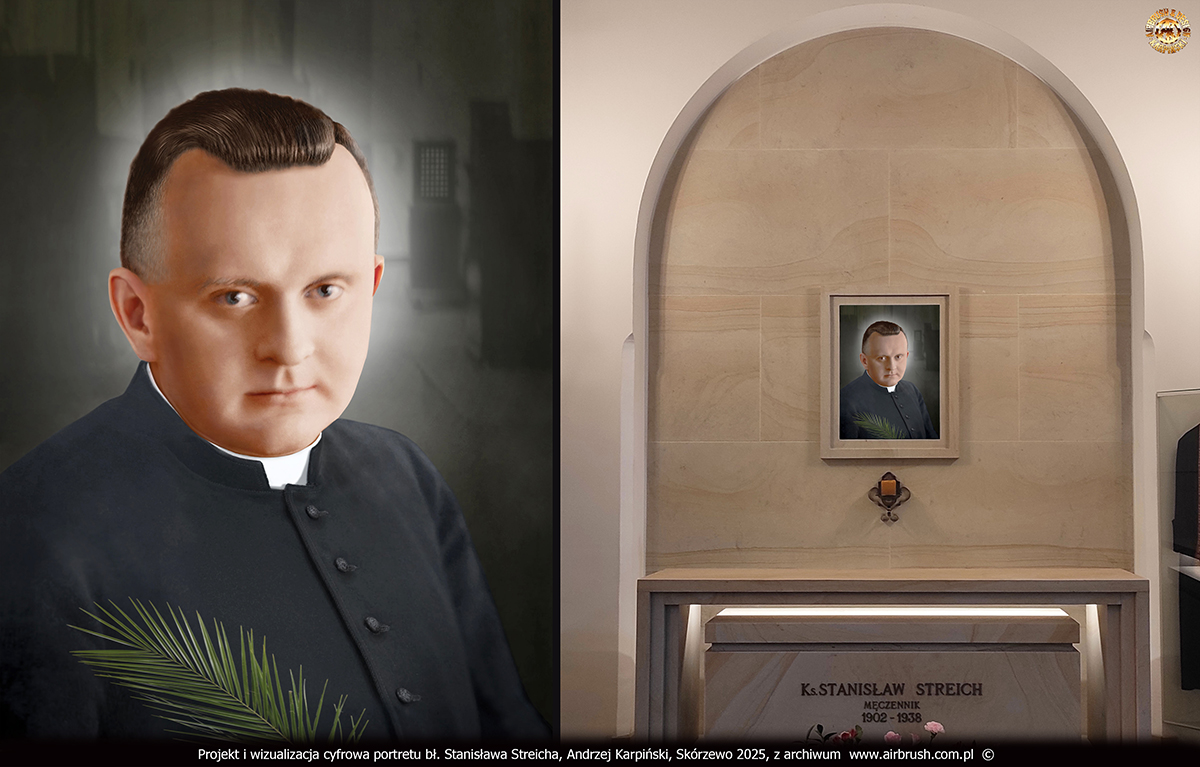 Projekt i wizualizacja cyfrowa portretu bł. Stanisława Streicha, Andrzej Karpiński, Skórzewo 2025 Projekt i wizualizacja cyfrowa portretu bł. Stanisława Streicha, Andrzej Karpiński, Skórzewo 2025